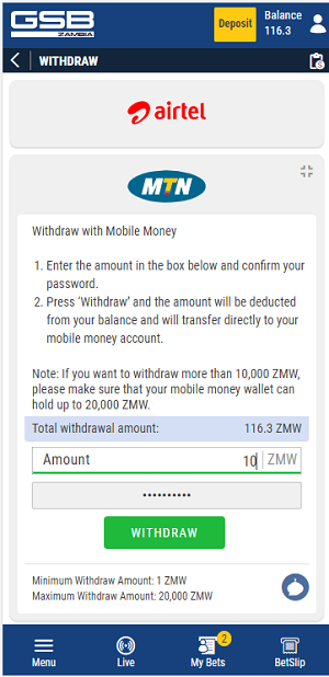 withdraw MTN GSB